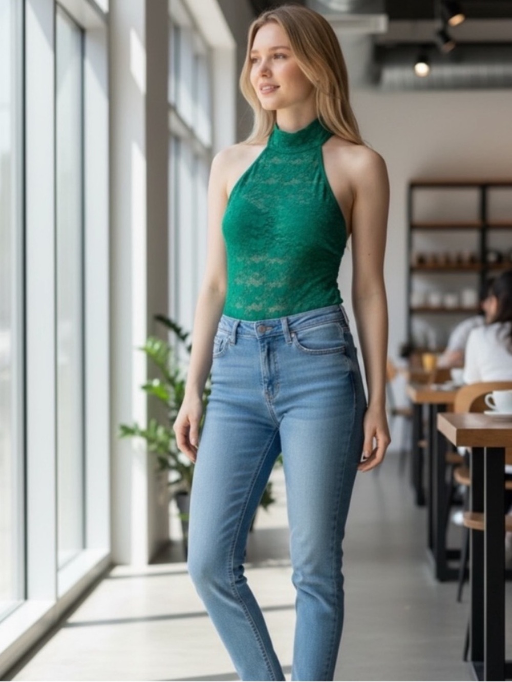 Frederick’s of Hollywood Bodysuit 2X Lace Green